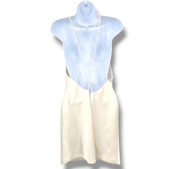 ROTATE Ivory Mini Dress Cowl Drape Neck‎ Sleeveless Strappy Back Party Dress - Picture 2 of 9